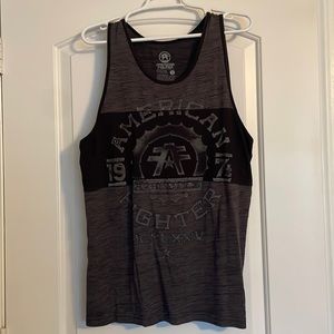 Men’s Large Black and Gray American Fighter Tank Top